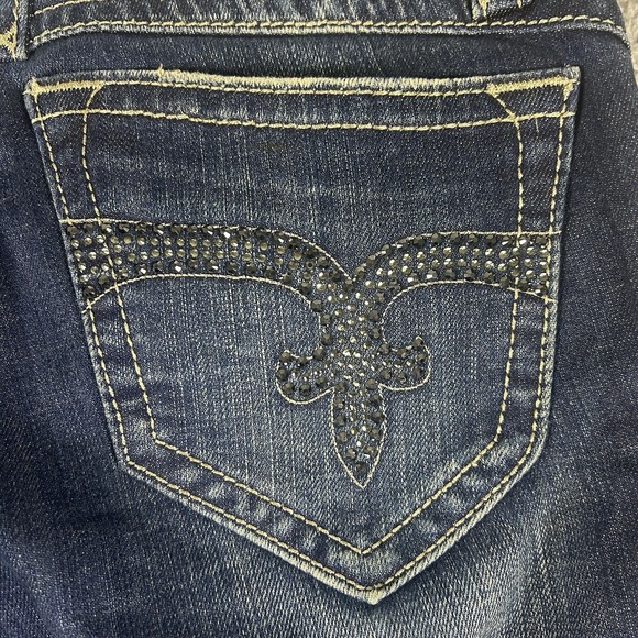 Rock Revival Women's 28 Pat Straight Rhinestone Embellish Jeans Dark Wash Buckle - Picture 7 of 11